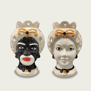 Lampada Testa Di Moro Gialla In Ceramica