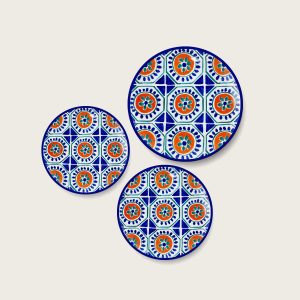 Piatto In Porcellana Decoro Maiolica
