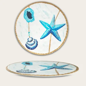 Piatto Rotondo Basso In Melamina Decoro Marine
