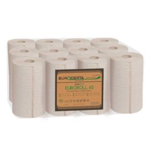 EuroRoll60 Carta Asciugamani in rotolo 100% Riciclata Ecologica 12rotoli