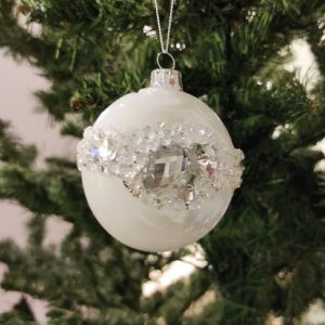 Pallina Bianca con Glitter e Cristalli